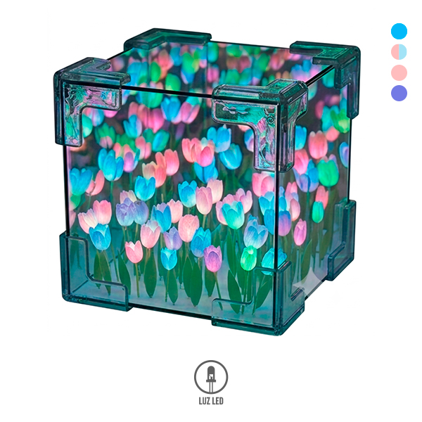 Lámpara Cubo LED con Tulipanes