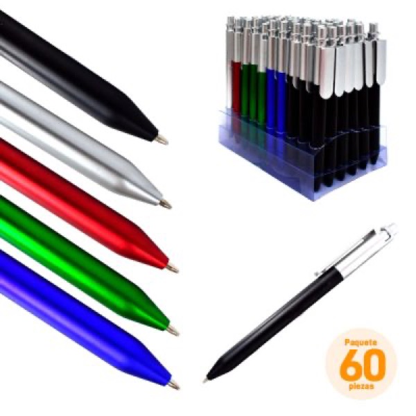Paquete con 60 Plumas de Tinta Negra Punto Grueso de 1.6  mm