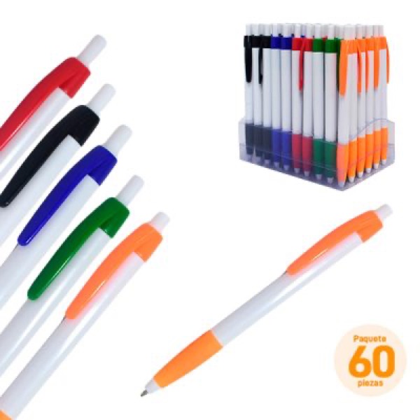 Paquete de 60 Plumas Retráctiles Tinta Negra