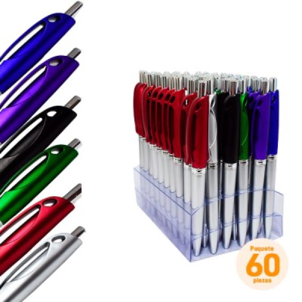 Paquete con 60 Plumas Retráctiles de Tinta Negra