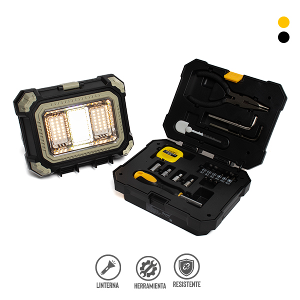 Caja de Herramientas con Linterna y Power Bank